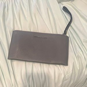 Michael Kors Gray embossed leather clutch